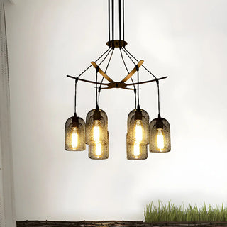 ZOWALA - Mesh Black Metal Restaurant Edison Bulb Chandelier Image - 2