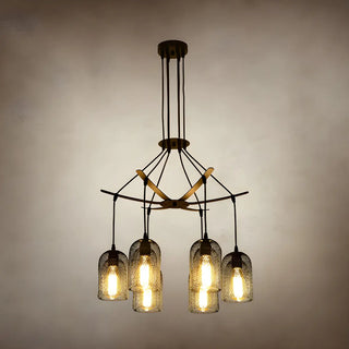 ZOWALA - Mesh Black Metal Restaurant Edison Bulb Chandelier Image - 3