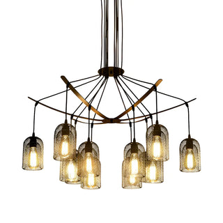 ZOWALA - Mesh Black Metal Restaurant Edison Bulb Chandelier Image - 6