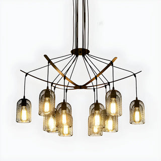 ZOWALA - Mesh Black Metal Restaurant Edison Bulb Chandelier Image - 7