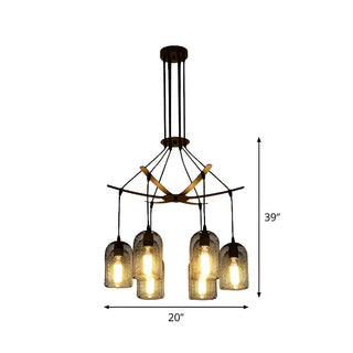 ZOWALA - Mesh Black Metal Restaurant Edison Bulb Chandelier Image - 9