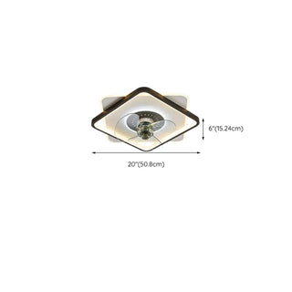 Simple 3 Blade Modern Square Ceiling Fan with LED Light Zawala #size