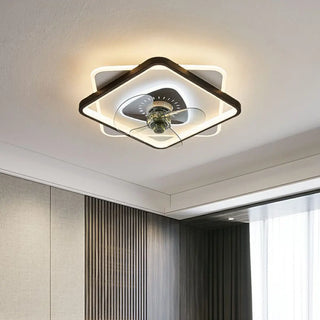 Simple 3 Blade Modern Square Ceiling Fan with LED Light Zawala Image - 2