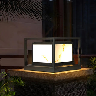 Black Square Metal Frame Outdoor Garden Table Lamp Zawala Image - 2