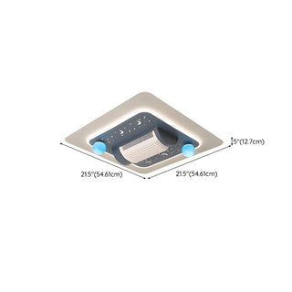 Flush Geometric Square Bladeless Ceiling Fan with Light Zawala Image - 12