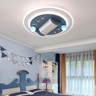 Flush Geometric Square Bladeless Ceiling Fan with Light Zawala Image - 2