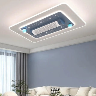 Flush Geometric Square Bladeless Ceiling Fan with Light Zawala Image - 3