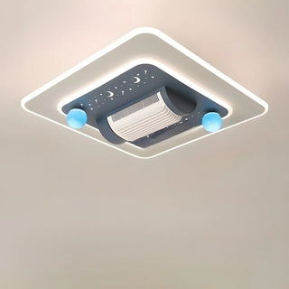 Flush Geometric Square Bladeless Ceiling Fan with Light Zawala Image - 5