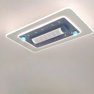 Flush Geometric Square Bladeless Ceiling Fan with Light Zawala Image - 6