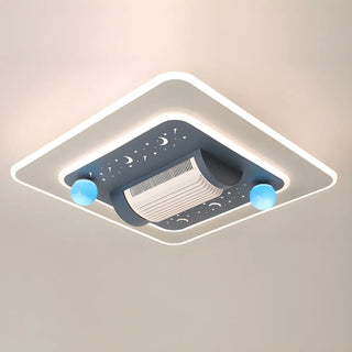 Flush Geometric Square Bladeless Ceiling Fan with Light Zawala Image - 7