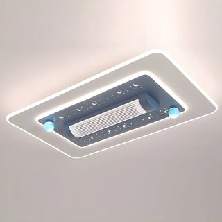 Flush Geometric Square Bladeless Ceiling Fan with Light Zawala Image - 8