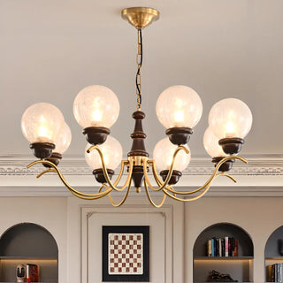 ZOWALA - Globe Curve Arm Wood Brown Glass Classic Chandelier Image - 1