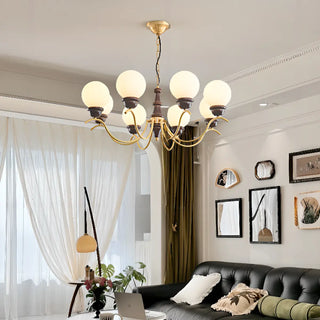 ZOWALA - Globe Curve Arm Wood Brown Glass Classic Chandelier Image - 2