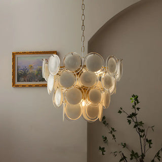 ZOWALA - Chain Glass Wafer Orbit Chandelier Image - 1
