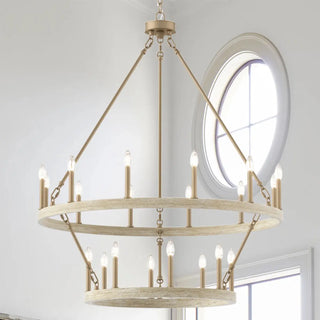 ZOWALA - Circle Black Iron 2-Tier Candelabra Chandelier Image - 10