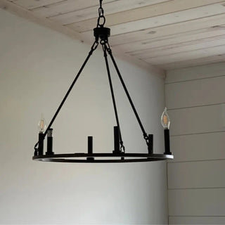 ZOWALA - Circle Black Iron 2-Tier Candelabra Chandelier Image - 12
