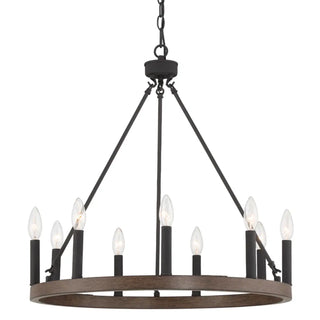 ZOWALA - Circle Black Iron 2-Tier Candelabra Chandelier Image - 14