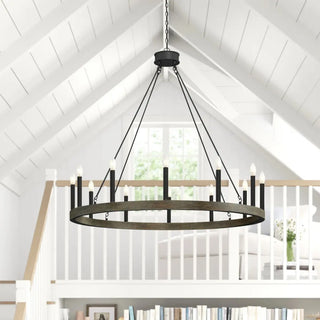 ZOWALA - Circle Black Iron 2-Tier Candelabra Chandelier Image - 19