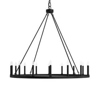 ZOWALA - Circle Black Iron 2-Tier Candelabra Chandelier Image - 21