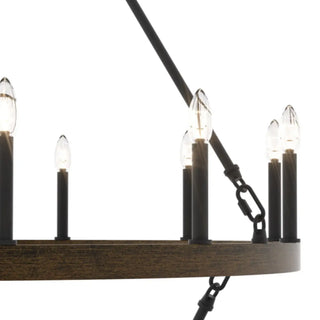 ZOWALA - Circle Black Iron 2-Tier Candelabra Chandelier Image - 22