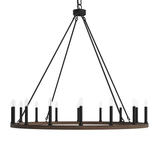 ZOWALA - Circle Black Iron 2-Tier Candelabra Chandelier Image - 24