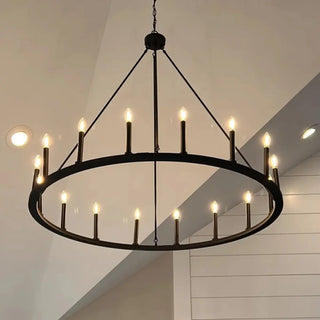 ZOWALA - Circle Black Iron 2-Tier Candelabra Chandelier Image - 25
