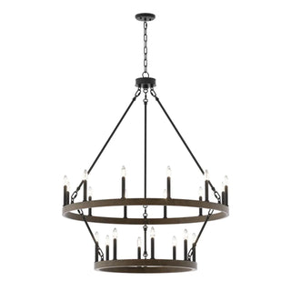 ZOWALA - Circle Black Iron 2-Tier Candelabra Chandelier Image - 29