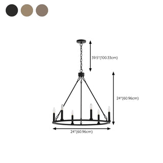 ZOWALA - Circle Black Iron 2-Tier Candelabra Chandelier #size