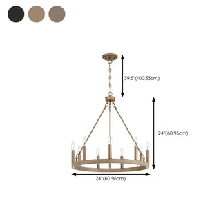 ZOWALA - Circle Black Iron 2-Tier Candelabra Chandelier Image - 31
