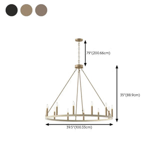 ZOWALA - Circle Black Iron 2-Tier Candelabra Chandelier Image - 32
