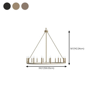 ZOWALA - Circle Black Iron 2-Tier Candelabra Chandelier Image - 33