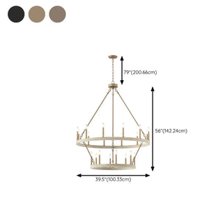 ZOWALA - Circle Black Iron 2-Tier Candelabra Chandelier Image - 34