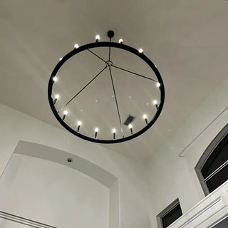 ZOWALA - Circle Black Iron 2-Tier Candelabra Chandelier Image - 9