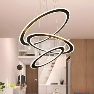 ZOWALA - Circle Black LED Metal Acrylic Large Foyer Chandelier Image - 1