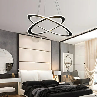 ZOWALA - Circle Black LED Metal Acrylic Large Foyer Chandelier Image - 2