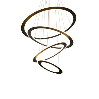 ZOWALA - Circle Black LED Metal Acrylic Large Foyer Chandelier Image - 4