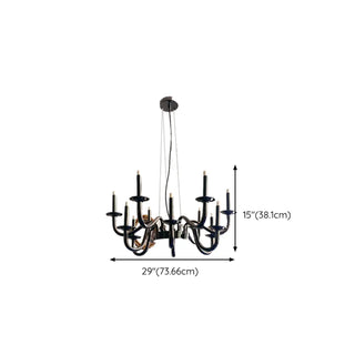 ZOWALA - Candelabra Black Metal Living Room Classic Chandelier Image - 12