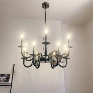 ZOWALA - Candelabra Black Metal Living Room Classic Chandelier Image - 2