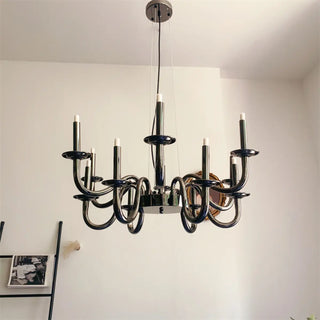 ZOWALA - Candelabra Black Metal Living Room Classic Chandelier Image - 3