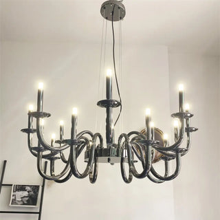 ZOWALA - Candelabra Black Metal Living Room Classic Chandelier Image - 4