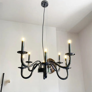 ZOWALA - Candelabra Black Metal Living Room Classic Chandelier Image - 5