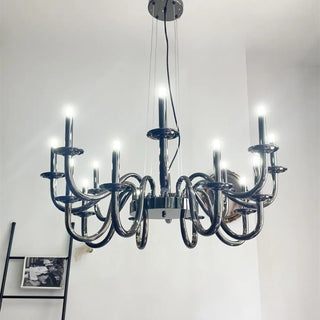 ZOWALA - Candelabra Black Metal Living Room Classic Chandelier Image - 6