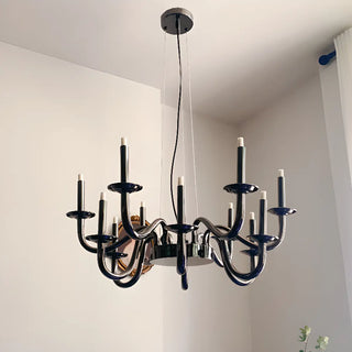 ZOWALA - Candelabra Black Metal Living Room Classic Chandelier Image - 7