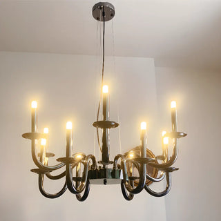 ZOWALA - Candelabra Black Metal Living Room Classic Chandelier Image - 8