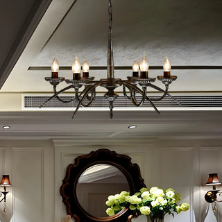 ZOWALA - Black Rust Iron Candle Living Room Classic Chandelier Image - 1