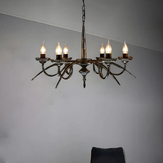 ZOWALA - Black Rust Iron Candle Living Room Classic Chandelier Image - 2