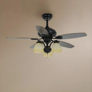 ZOWALA - Classic Black 5 Wood Blades Chandelier Fan with Light Image - 10