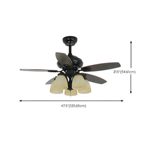 ZOWALA - Classic Black 5 Wood Blades Chandelier Fan with Light Image - 12