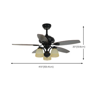 ZOWALA - Classic Black 5 Wood Blades Chandelier Fan with Light Image - 14