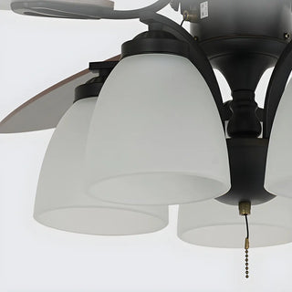 ZOWALA - Classic Black 5 Wood Blades Chandelier Fan with Light Image - 6